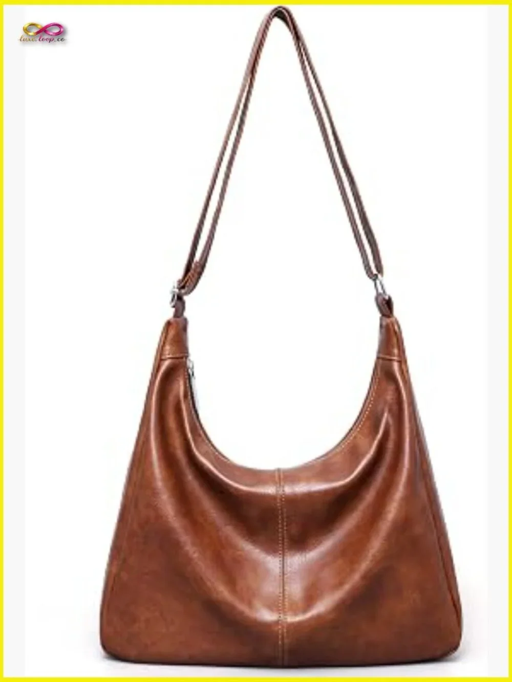 Vegan Leather Slouchy Hobo Bag Tote Crossbody Shoulder Purse Foldable Ladies